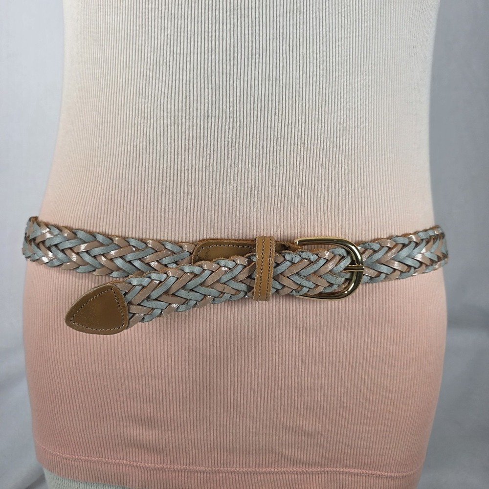 Vintage Boho Capezio Genuine Braided Leather Belt Multi-Color Adjust Size M 39"